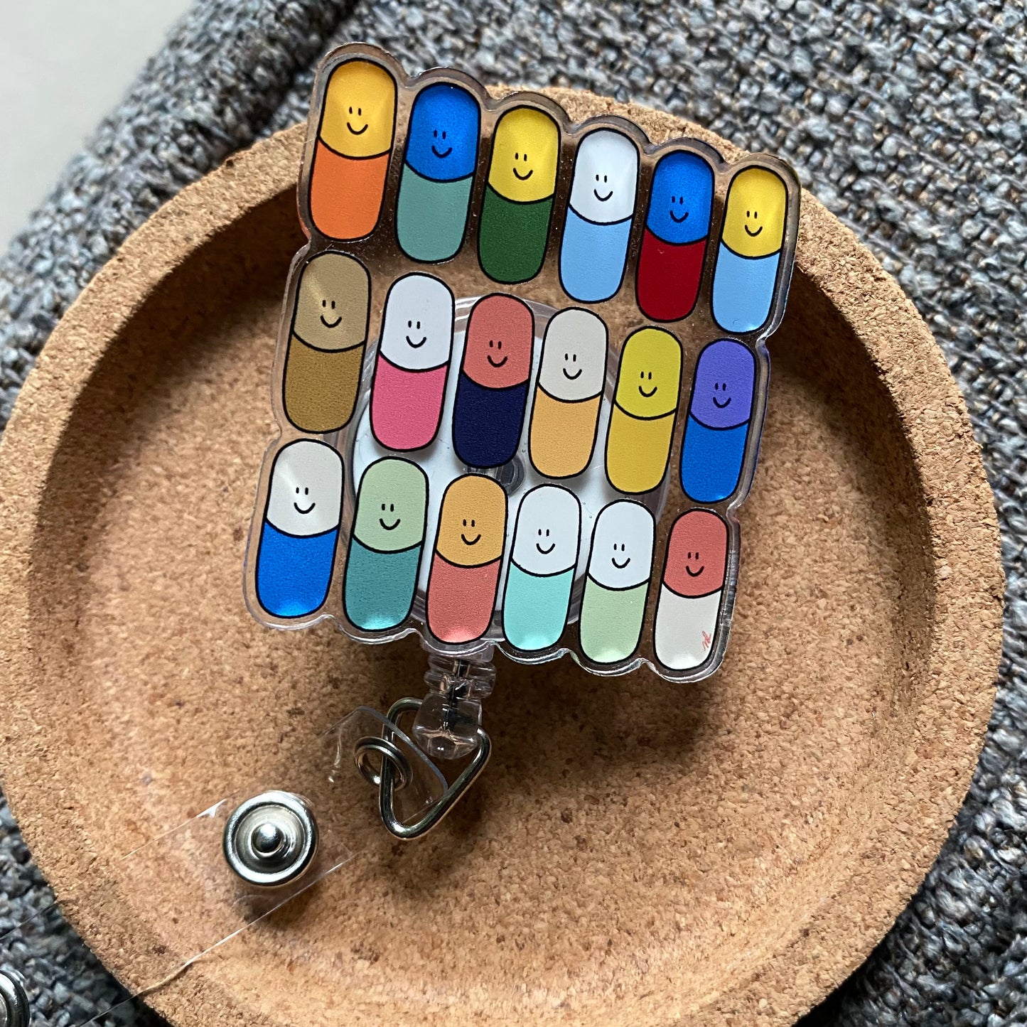 Happy Pills Badge Reel